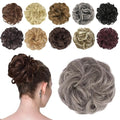 FESHFEN Messy Bun Hair Piece - Elastic Wavy Curly Hair Bun Scrunchies Extensions Synthetic Chignon Hairpieces for Women Girls, Salt and Pepper 1.5 oz