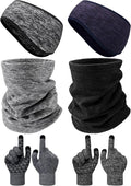 SATINIOR 6 Pieces Ear Warmer Headband Warmer Face Mask Fleece Neck Gaiter Touch Screen Winter Knit Gloves for Men and Women