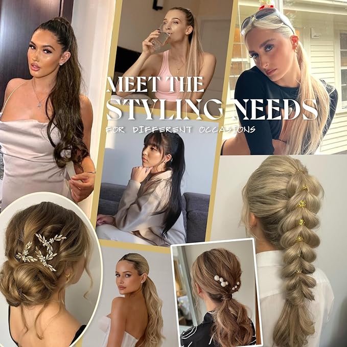 Ve Sunny Hair Extensions Ponytail Real Human Hair Wrap Around Clip in Ponytail Hair Extensions Straight Extensions Human Hair for Women Light Brown Highlights Platinum Blonde 20inch 80G