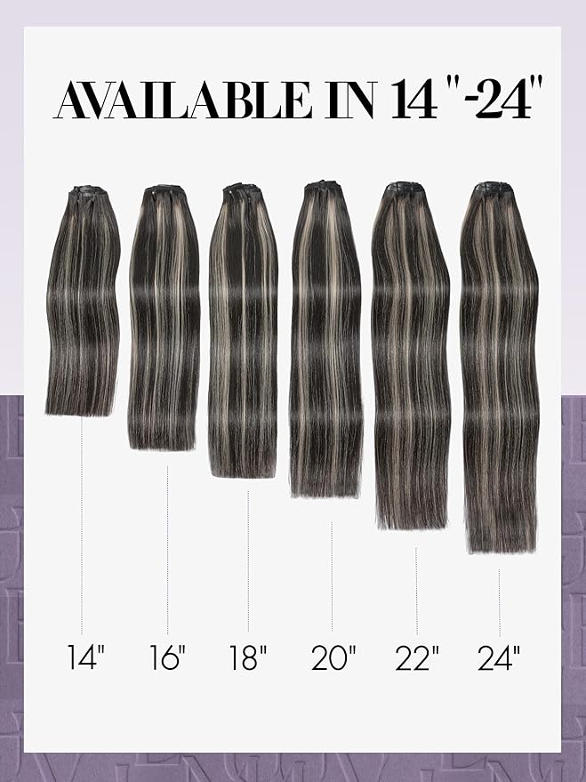 LUVME Balayage Clip in Hair Extensions, 135g 16 Inch Highlight Color Human Hair Extensions Thick Real Human Hair Clip on Double Weft Remy Hair