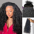 LUVME Invisible Clip in Hair Extensions Messy Curly Real Human Hair, Remy Hair Clip ins for Women, Natural Human Hair, 20 inch 110g 6pcs, Natural Black