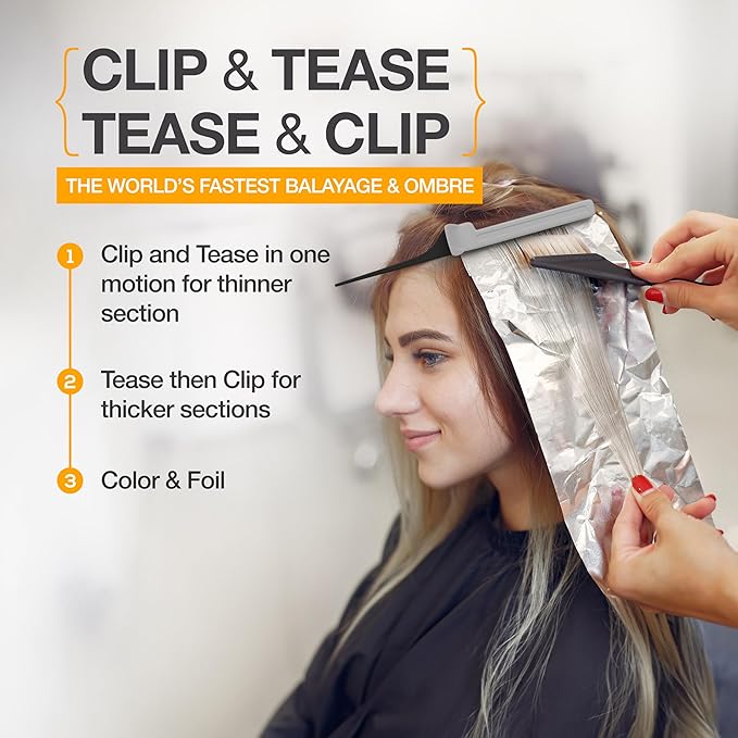 ColorBow Rat Tail Combs, Teasing Comb, Flat Iron Combs for women, Parting Combs for braiding hair, Hairstylist essentials for Highlights - balayage board hair combs for styling & cutting (2 Pack)