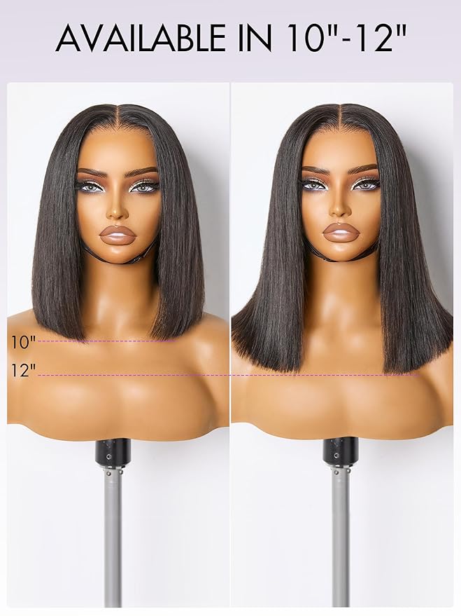 LUVME HAIR 7x6 HD Lace All-Day Comfort Wig PartingMax Lace Bob Wigs Lace Front Wigs Human Hair Pre Cut Plucked Lace Frontal Glueless 12 Inches Natural Black Color