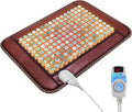 Natural Blue Jade Heating Pad, Infrared Heating Pad, Far Infrared Heating Pads with Travel Bag and Chair Strap, Smart Controller with Memory Function, Auto Shut Off (Brown, 25 in x 18 in)
