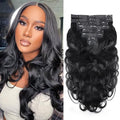 Seamless Clip Ins For Women Real Human Hair Invisible PU Weft Body Wave Clip In Hair Extensions Human Hair 8pcs with 18Clips Per Set 120g(22inch,Natural Black)
