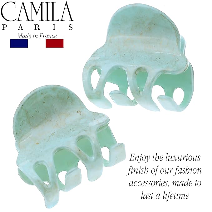 Camila Paris CP3088 French Hair Clip for Women, Set of 2 Small Mint Girls Hair Claw Clips Fashion Durable Hair Accessories for Women, Luxury Ladies Strong Hold No Slip Grip Clamp, Made in France