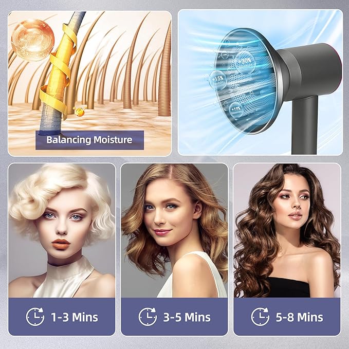 Hair Diffuser Attachment Nozzles for Dyson Supersonic Hair Dryer HD01 HD02 HD03 HD04 HD08 HD15 Tools Accessaries for Flex Style Blow Dryer Styler, Styling Tool for Wavy, Curly, Coily Hair, Black