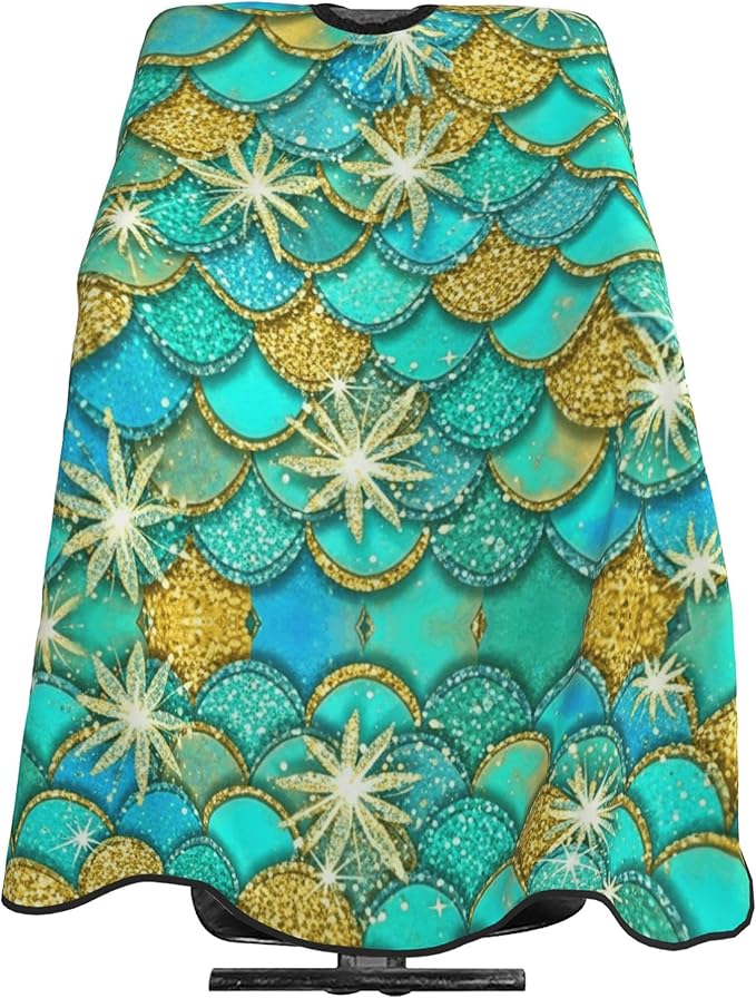 Extra Large Hair Styling Cape, Haircut Apron Green Mermaid Scales Haircuting Salon Cape Gown for Hair Cutting Styling