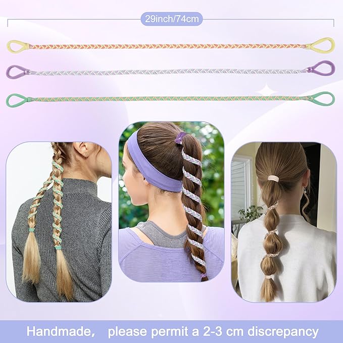 5 Pcs Spiral Hair Ties for Women & Girls, Rip Tie Hair Ties for Longhair, Elastic Braided Ponytail Holder, Tangle-Free, Effortless Styling for Gym, Running, Cycling, Surfing, Sports