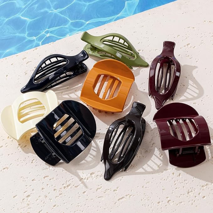 8 PCS Flat Hair Clips for Women French Matte Flat Claw Clips for Thick & Thin Hair No-Slip Hair Barrettes, Strong Hold Styling Accessories