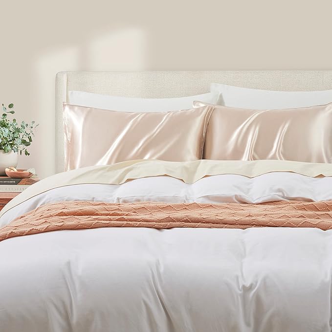 Taupe King Size Satin Pillowcase Set of 2 for Hair and Skin,Taupe Silk Pillowcase Breathable Pillowcase with Envelope Closure