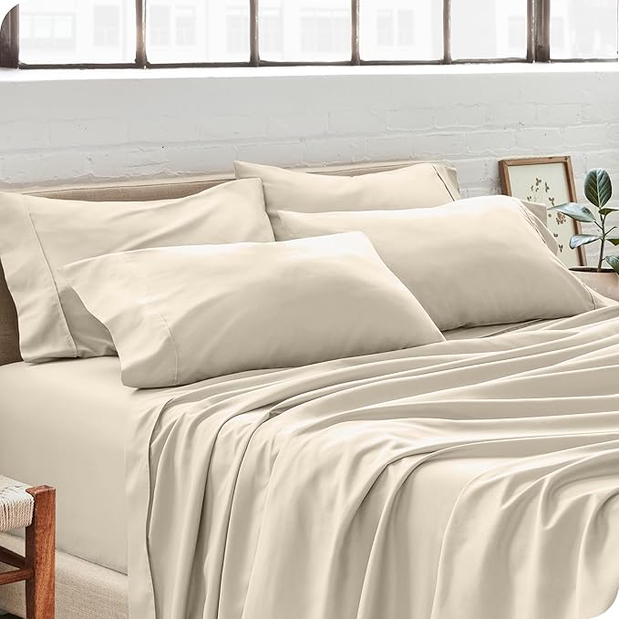 Bare Home Microfiber Bulk Pillow Cases - King Set of 4 - Cooling Pillowcases - Double Brushed - Sand Pillowcases 4 Pack - Easy Care (King - 4 Pack, Sand)
