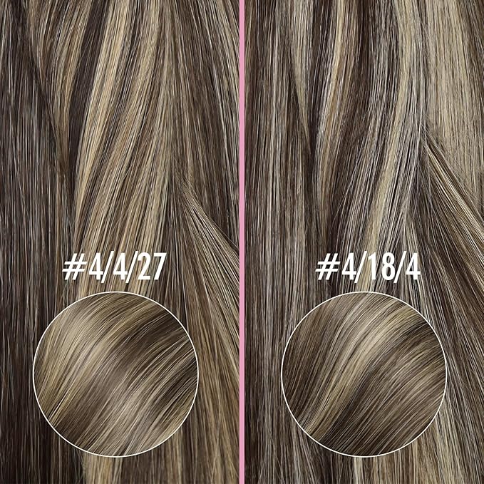 YoungSee Nano Hair Extensions Real Human Hair Balayage Brown Nano Beads Hair Extensions Human Hair Balayage Dark Brown with Ash Blonde Nano Tips Remy Hair Extension for Women Cold Fusion 18in 50s 50g