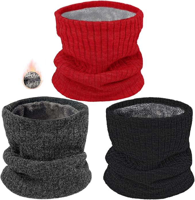 3 Pack Winter Neck Warmer & Ski Mask for Men Women Thermal Warm Fleece Face Mask Neck Gaiter Scarf Gift