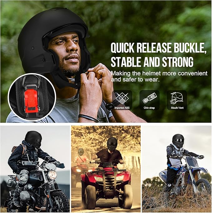 Full Face Motorcycle Helmet for Unisex-Adult Dirt Bike ATV Scooter Cruiser 3/4 Face Motocross Helmet Interchangeable Mouth Cover DOT Approved