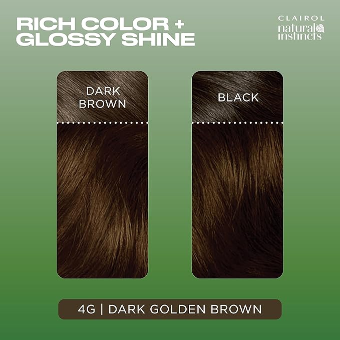 Clairol Natural Instincts Demi-Permanent Hair Dye, 4G Dark Golden Brown Hair Color, Pack of 3