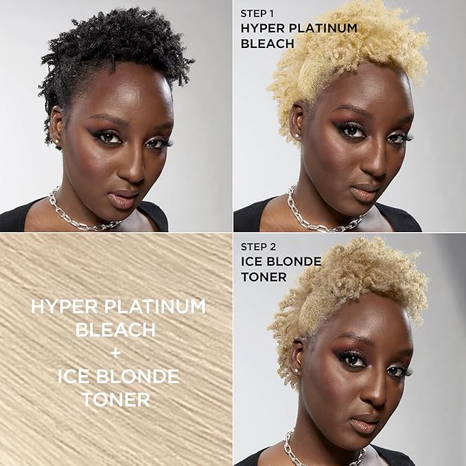 L'Oreal Paris Feria Hyper Platinum Advanced Lightening System Hair Bleach, Lifts Up To 8 Levels, Includes Anti Brass Purple Conditioner, 1 Hair Dye Kit