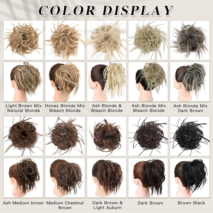 HMD Tousled Updo Messy Bun Hair Piece Hair Extension Ponytail With Elastic Rubber Band Updo Bun Synthetic Hairpieces for Women
