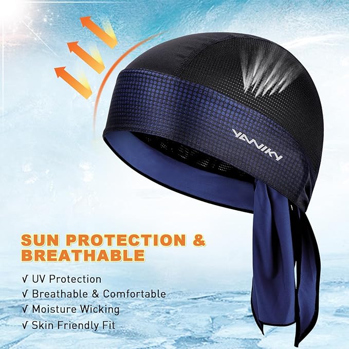 Bandanas Skull Caps for Men, Women Skull Cap Helmet Liner Cycling Hat Durags Motorcycle Bandana Sweat Wicking Do Rag