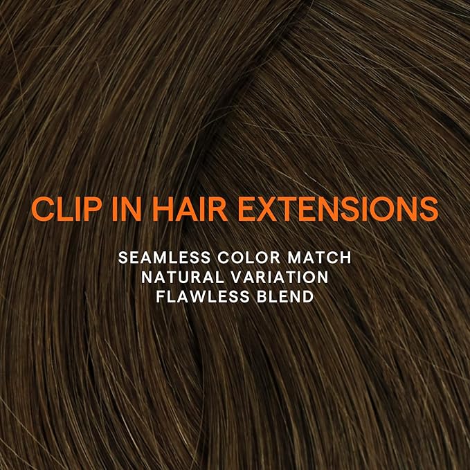 Full Shine Hair Extensions Clip in Real Human Hair Chestnut Brown Clip on Hair Extensions Invisible Brown Hair Full Head 18 Inch 7 Pcs 120 G