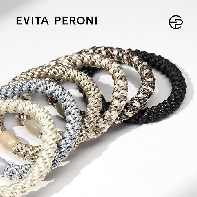 EVITA PERONI 12 Pcs Hair Ties, High Elastic Ponytail Holders, Hair Ties No Damage for Thick Curly Hair Women Men (Latte Foam)
