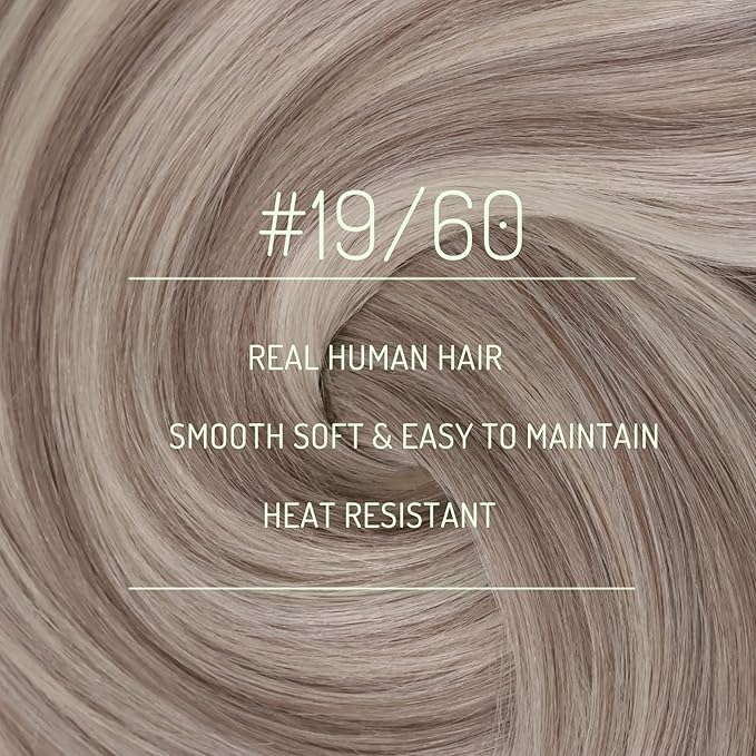RUNATURE Human Hair Clip in Extensions, Long Clip in Hair Extensions Real Human Hair Blonde, Straight Remy Natural Hair, Add Length, 22 Inch 120g 7pcs #19P60 Grey Blonde Highlights