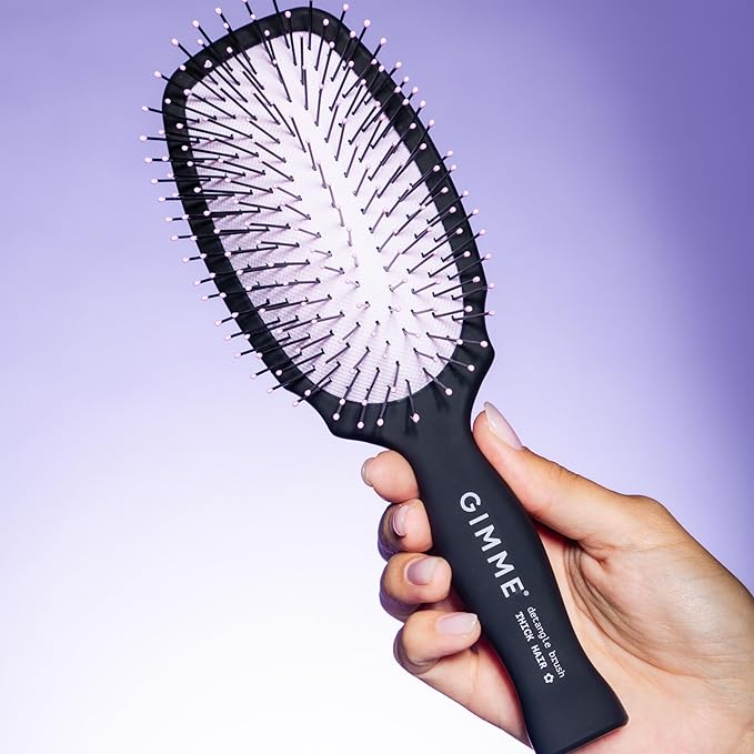 Gimme Beauty Detangling Brush - Curved Paddle Brush for Breakage-Free Detangling - Anti-Static & Frizz - Soft Glide with Ball-Tipped Bristles - Heat-Resistant Styling Tool - Thick Hair