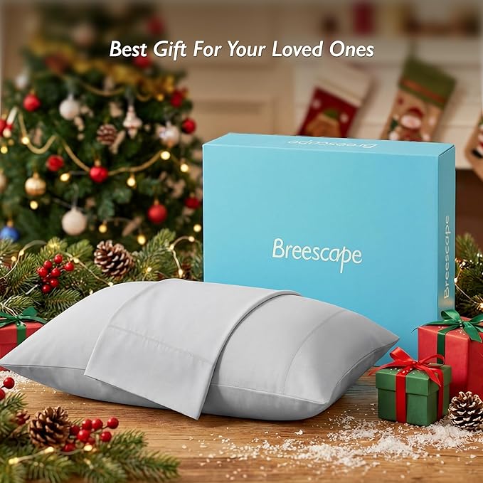 Breescape Cooling Pillow Cases King Size - BlendTek™ Dry & Cool Technology for Hot Sleepers and Night Sweats, 2 Pack Ultra Soft & Smooth Pillowcases for Hair & Skin Care, 20" x 36", Ivory