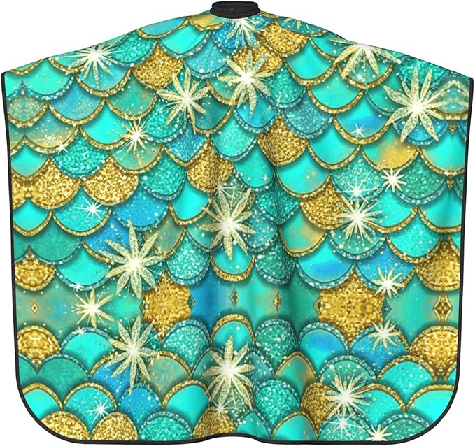 Extra Large Hair Styling Cape, Haircut Apron Green Mermaid Scales Haircuting Salon Cape Gown for Hair Cutting Styling