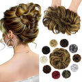 Messy Bun Hair Piece Wavy Curly Scrunchies Fluffy Donut Thick Updo Elegant Chignon Hairpieces for Women Girls, Dark Brown Mix Ginger 1.4oz