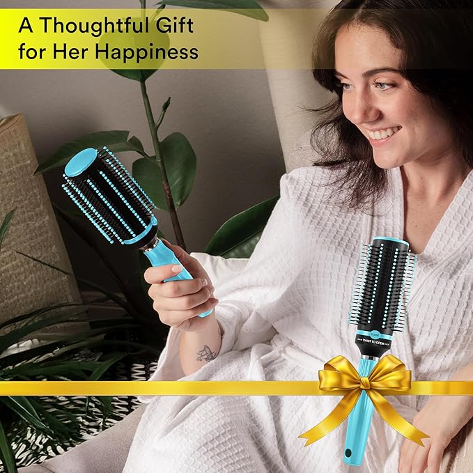 Detangler Self Cleaning Hair Brushes for Women - Round Brush for Blow Out Roller Retractable Travel Hairbrush Wet or Dry Hairs - Mint Birthday Christmas Gifts
