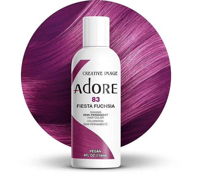 Adore Semi Permanent Hair Color (083 Fiesta Fuchsia) | Vegan & Cruelty-Free Pink Hair Dye | No Ammonia, No Peroxide, No Alcohol | 4 Fl Oz (Pack of 1)
