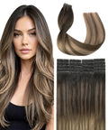 SURNEL Injected Tape in Hair Extensions Balayage Dark Brown to Dirty Blonde Seamless Remy Invisible Tape in Extensions Human Hair 14inch 20 Pcs 30g(#2618,14)