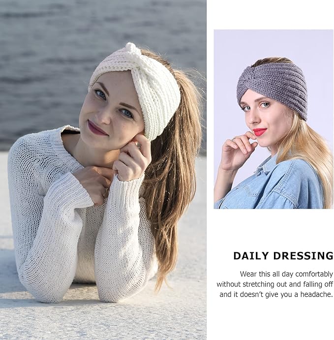 DRESHOW Knit Crochet Headband for Women Ear Warmer Soft Turban Stretch Warmer Headbands Winter Fashion Head Wrap