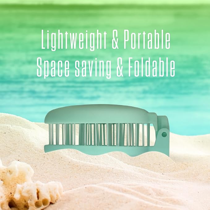 Mini Detangler Travel Hair Brush with Mirror, Makaron Hair Brushes for Women, Men and Kids, Unique 3D Flexible Design for All Hair Types, Styling Accessory, Travel Essentials for Women (MINT)
