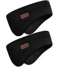 Winter Ear Warmer Headband for Men Women Double-Layer Knit Ear Muffs Cover with Fuzzy Lining for Running and Cycling (Black, Black, One Size)