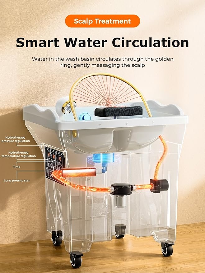 Innovative Touch Screen Dual System Japanese Head Spa Equipment, with 60L Large Water Storage Tank, Support 360°Water Circulation & Light Therapy