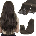 GOO GOO Clip in Hair Extensions Real Human Hair, Remy Human Hair Extensions Clip ins for Women, Natural Human Hair, 18inch 150g 9Pcs, 1C Mocha Brown