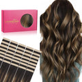 WENNALIFE Tape in Hair Extensions Human Hair, 40pcs 100g 24 inch Balayage Dark Brown Mixed Chestnut Brown Hair Extensions Real Human Hair Straight Tape in Extensions Invisible Human Hair Extensions