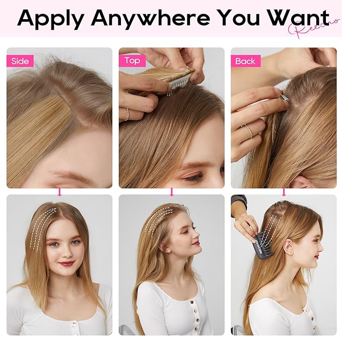 REECHO Clip in Hair Volumizer, 2PCS 6 inch Short Thick Clip in Hairpieces Adding Extra Volume Hair Extensions for Women (Dark Brown with Highlights)