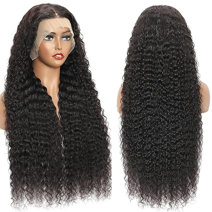 28 Inch Deep Wave Lace Front Wigs Human Hair 13x6 HD Transparent Lace Front Wigs Human Hair 200% Density Deep Curly Glueless Wigs Pre Plucked with Baby Hair for Women