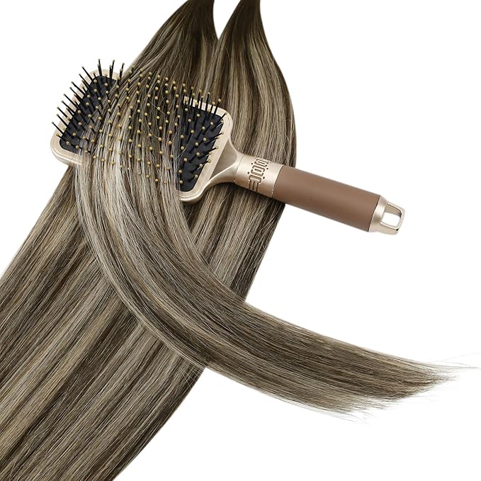 YoungSee Ombre Utip Hair Extensions Balayage Brown Ombre Blonde U Tip Extensions Ombre 18In 50s/50g Silky Straight