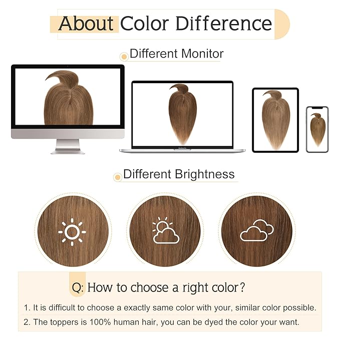 SEGO Hair Toppers for Women Real Human Hair With Bangs, 7 * 13CM Silk Base 100% Remy Human Hair Clip in Top Wiglet Hairpieces Add Volume -10 Inch Light Brown