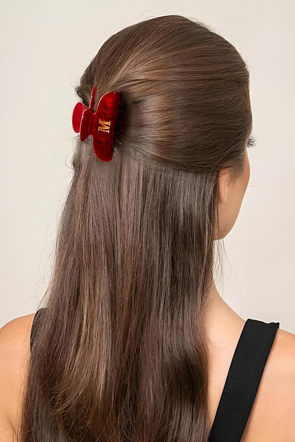 Initial Cute Hair Clips - Red Letter Elegant Hair Claw Clips, Fashion Glitter Claw Clips Durable Hair Clips, Wedding Gift, Bridesmaid Gifts, Birthday Gifts, Christmas Gift, Letter E
