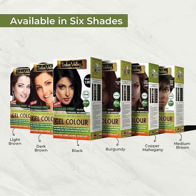 Indus Valley Natural Organic Damage Free Gel Hair Color | Ammonia Free, Vegan & Cruelty Free | Up to 100% Gray Coverage, Long Lasting Results |Copper Mahogany 5.4 (20gram+200ml)