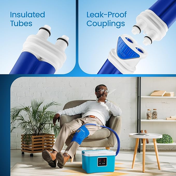Cold Therapy Machine — Cryotherapy Freeze Kit System — for Post-Surgery Care, ACL, MCL, Swelling, Sprains, and Other Injuries - Wearable, Adjustable Knee Pad — Cooler Pump with Digital Timer