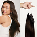 Luxy 100% Remy Human Hair – Halo Clip-In Hair Extensions –Natural Looking Volume & Length - One-Piece - Easy 5-Min Application 180 grams 20" Dimensional Rooted Espresso Brown