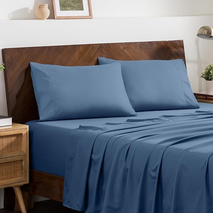 Bare Home Microfiber Pillow Cases - Standard Size Set of 2 - Cooling Pillowcases - Double Brushed - Easy Care - Envelope Closure (Standard Pillowcase Set of 2, Coronet Blue)