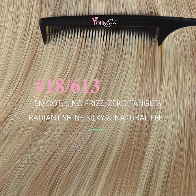 YoungSee Human Hair Tape in Extensions for Women Tape in Blonde Hair Extensions 20In 20pcs 50g Tapes Hair Extensions Real Human Hair Highlight Blonde Natural Looking