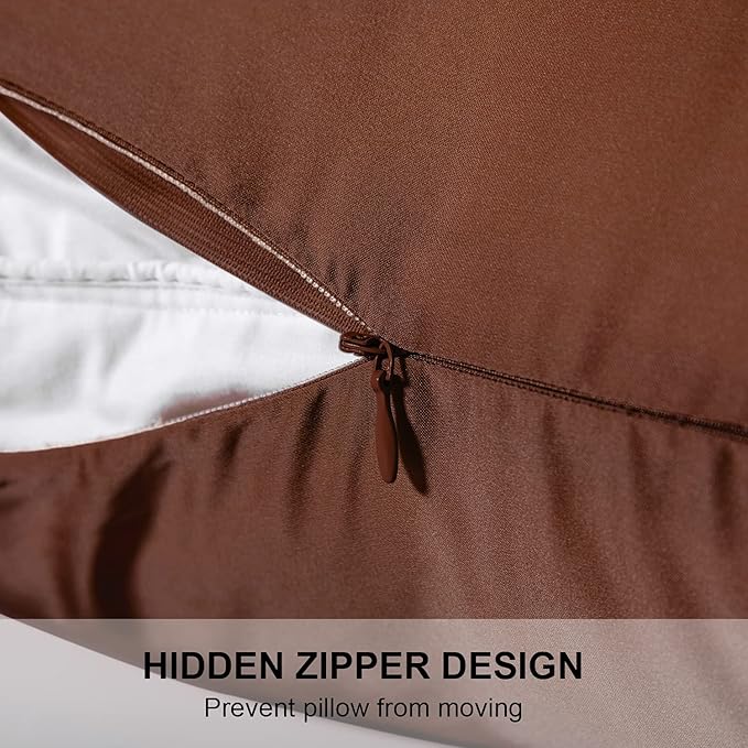 Mulberry Silk Pillowcase for Hair and Skin,Queen Size Cooling Silk Pillow Case with Hidden Zipper,Allergen Proof Dual Sides Soft Breathable Smooth Silk Pillow Cover for Women(Queen,Coffee)